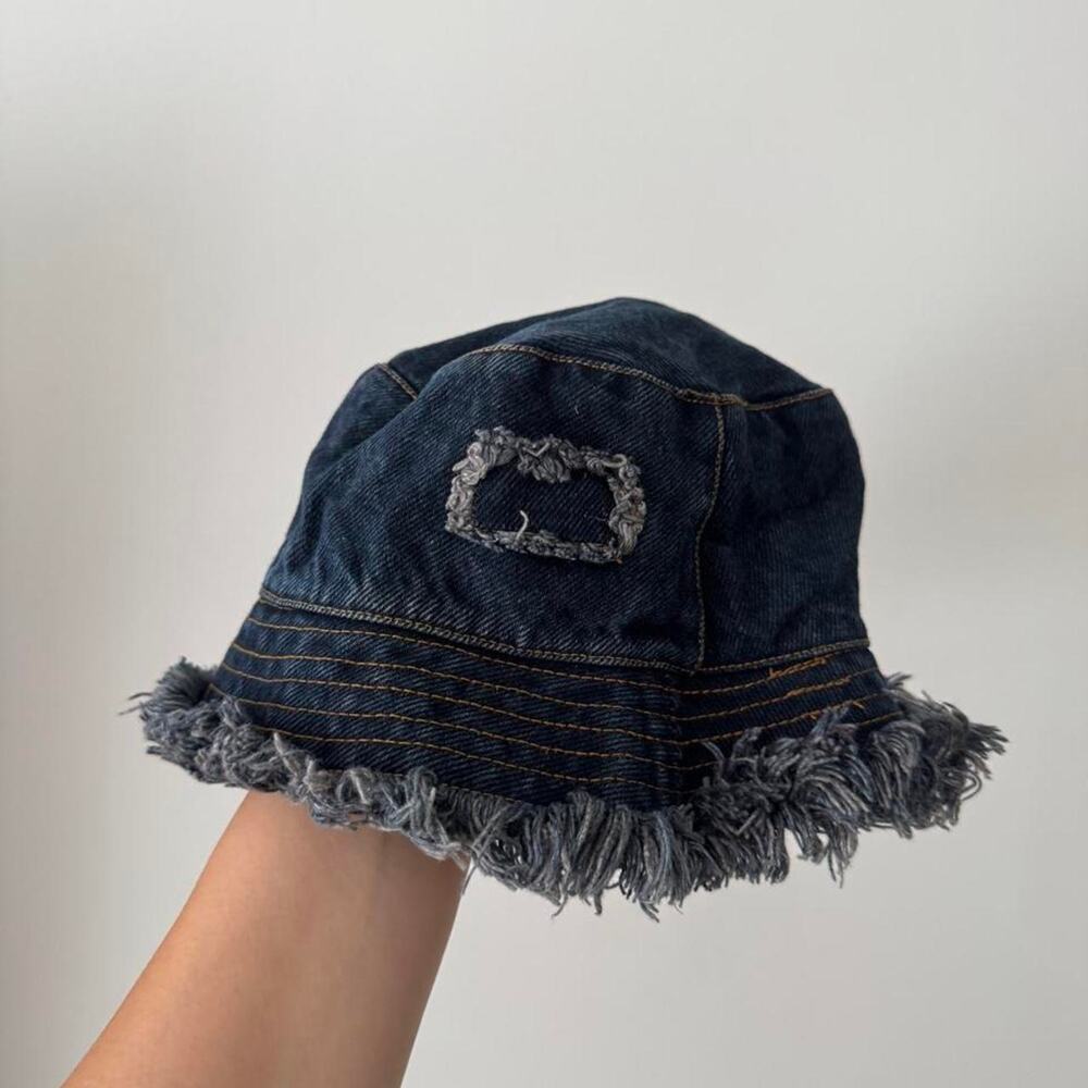Y2k denim bucket hat with